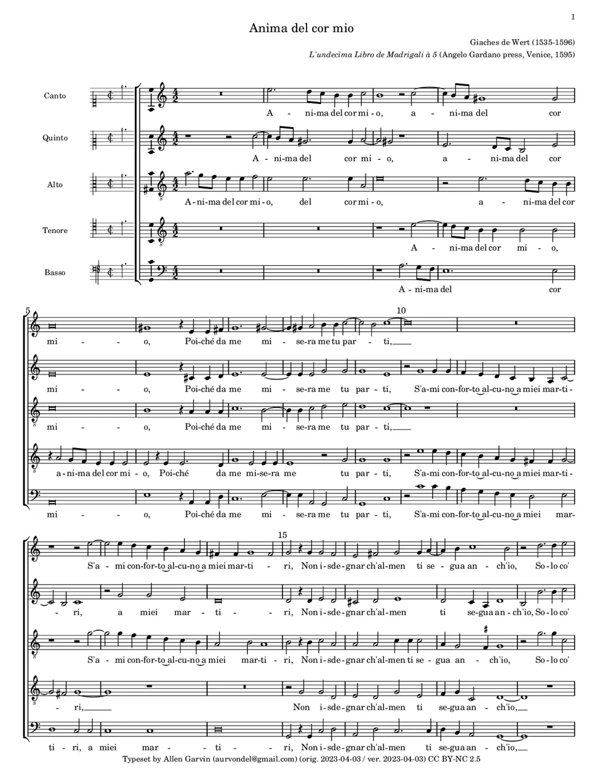 Anima del cor mio - Page 1