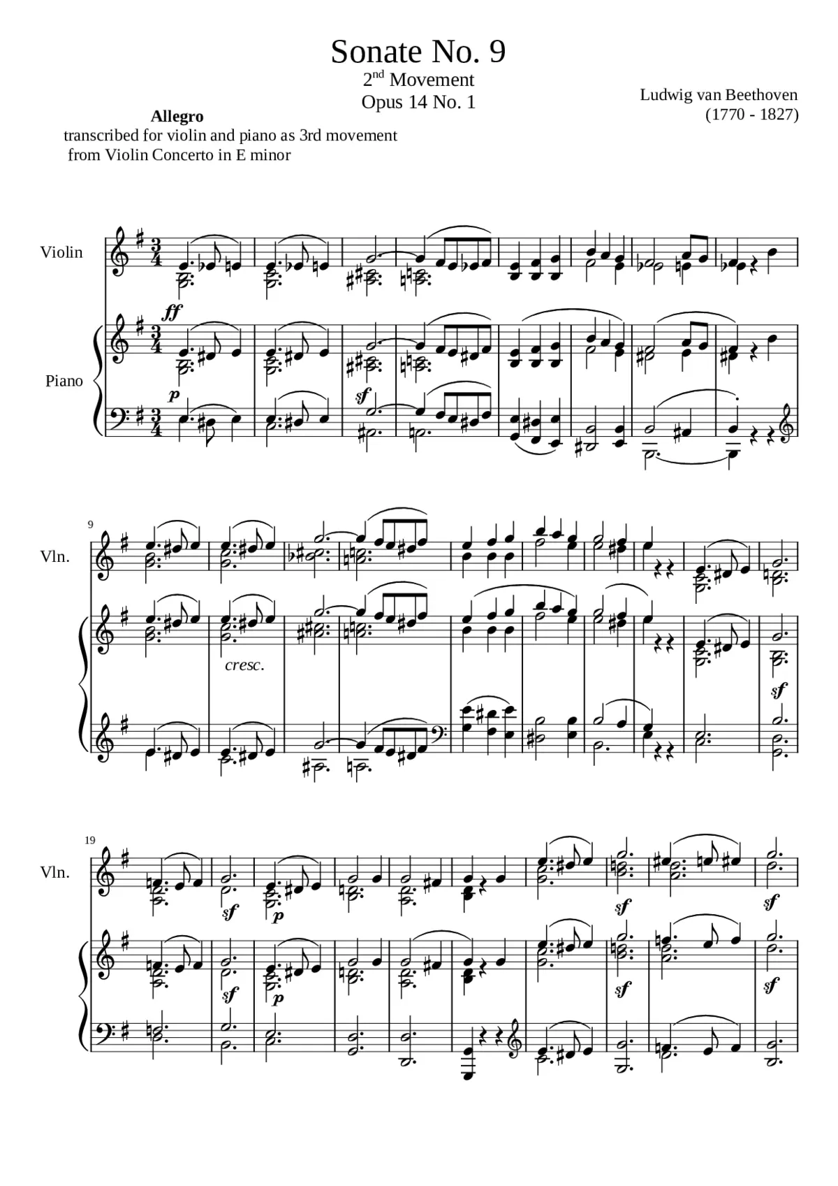 Violin Concerto in D major Op.61 - Page 1
