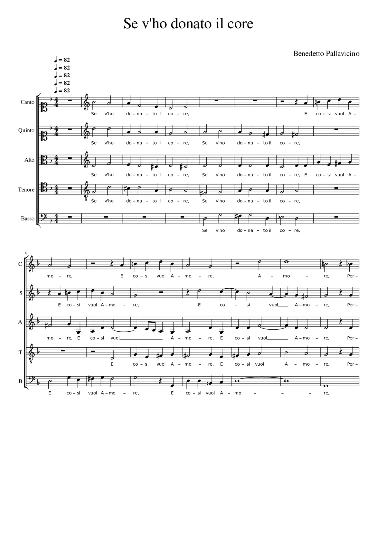 Se v'ho donato il core - Page 1