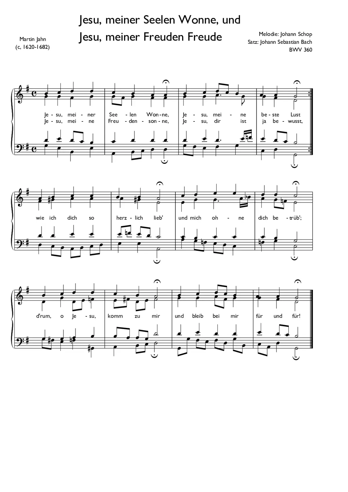 Jesu, meiner Seelen Wonne, BWV 359 - Page 1