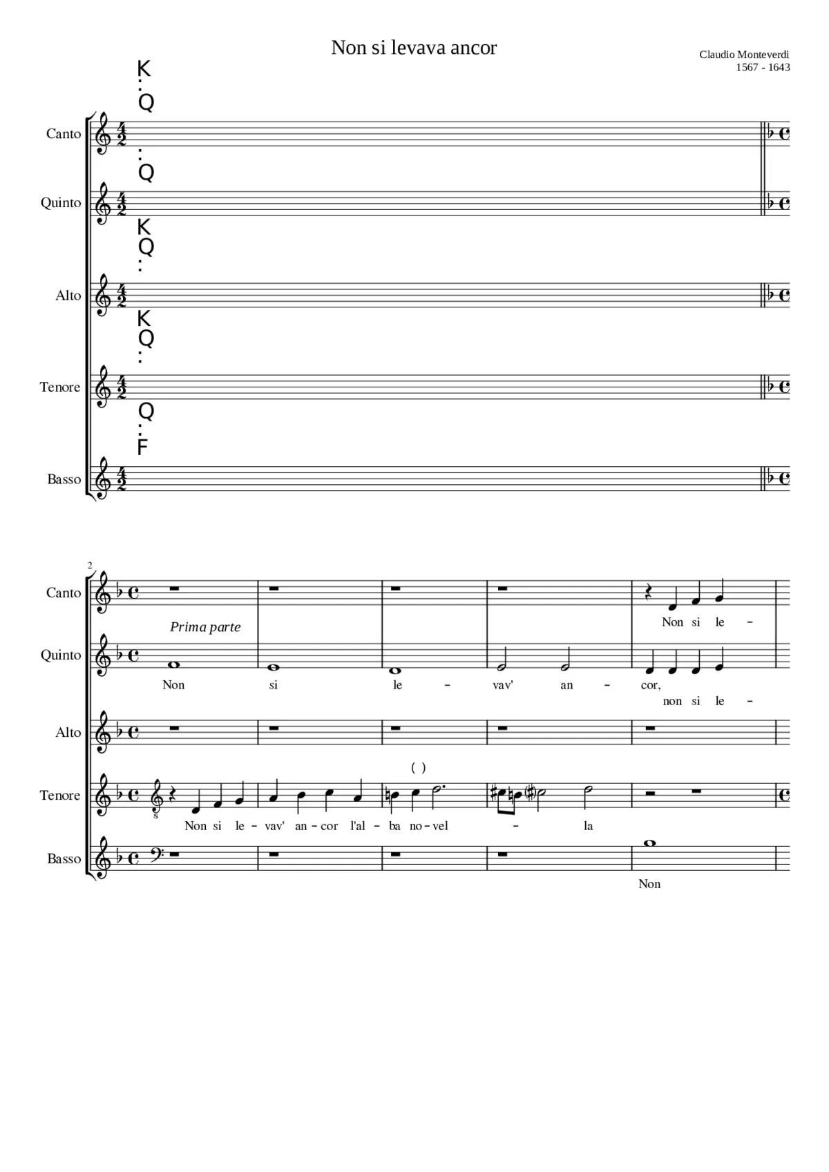 Non si levava ancor - E dicea l'una sospirando - Page 1