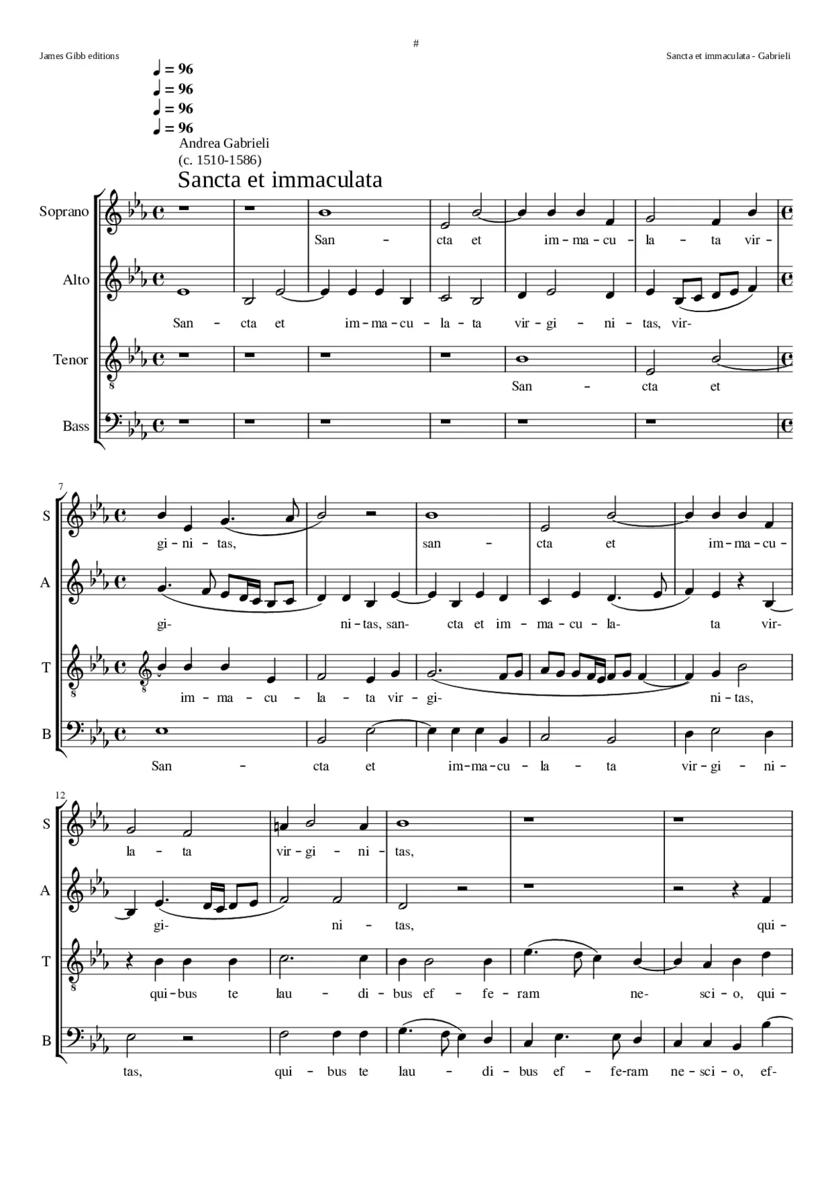 Sancta et immaculata a 4 (see also a 5vv setting) - Page 1