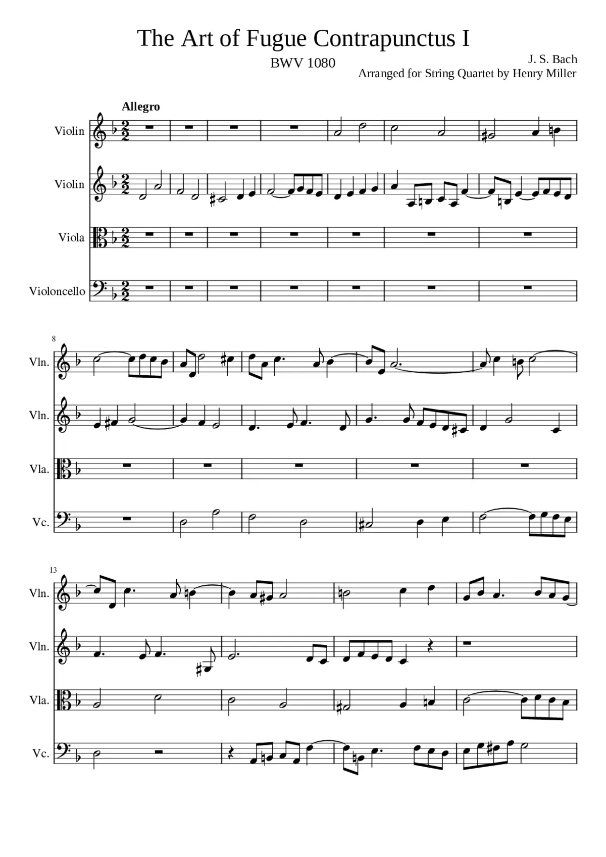Die Kunst der Fuge BWV 1080 - Page 1
