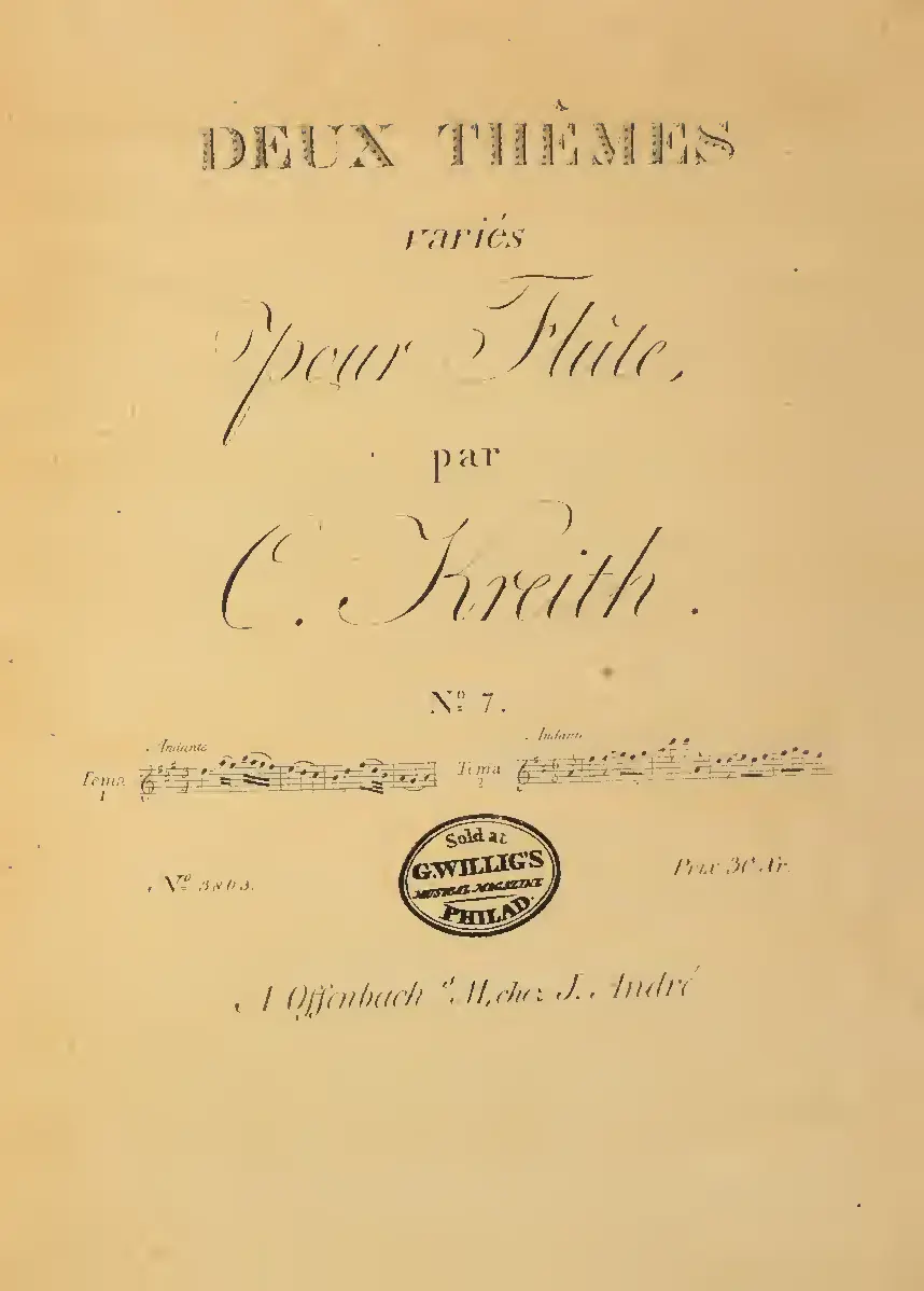 2 Themes with Variations for Flute, Book 7 - Page 1