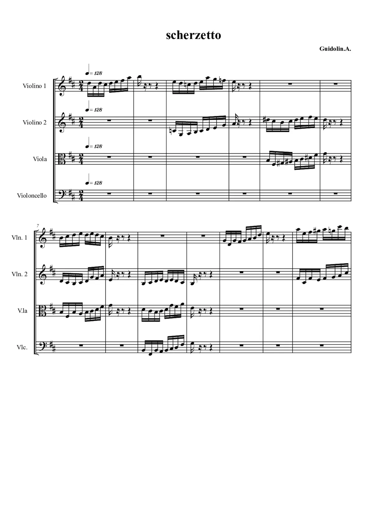 2 Little Pieces for String Quartet - Page 1