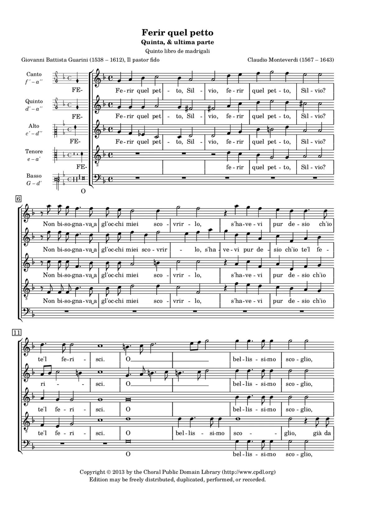 Ferir quel petto - Page 1