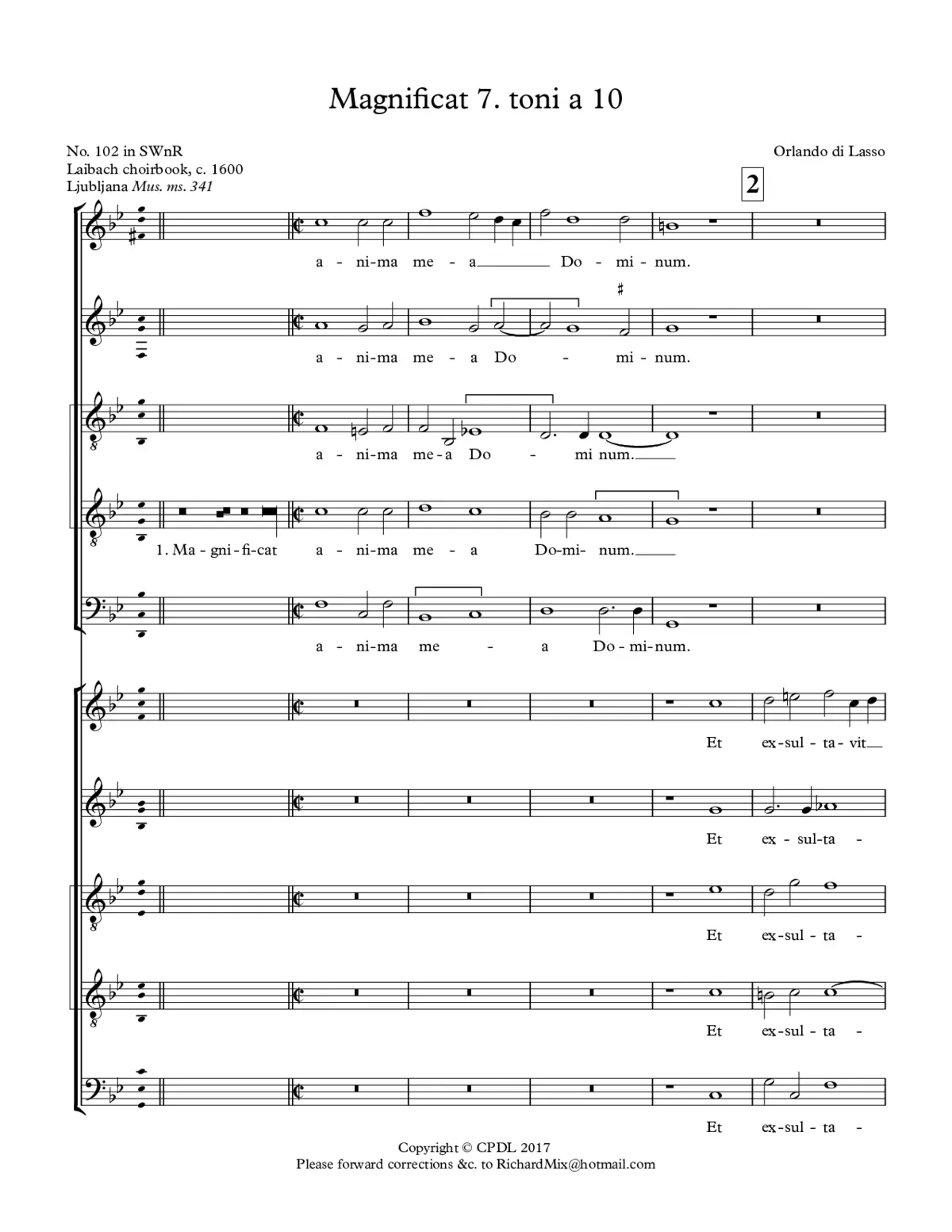 Magnificat septimi toni a 10 - Page 1