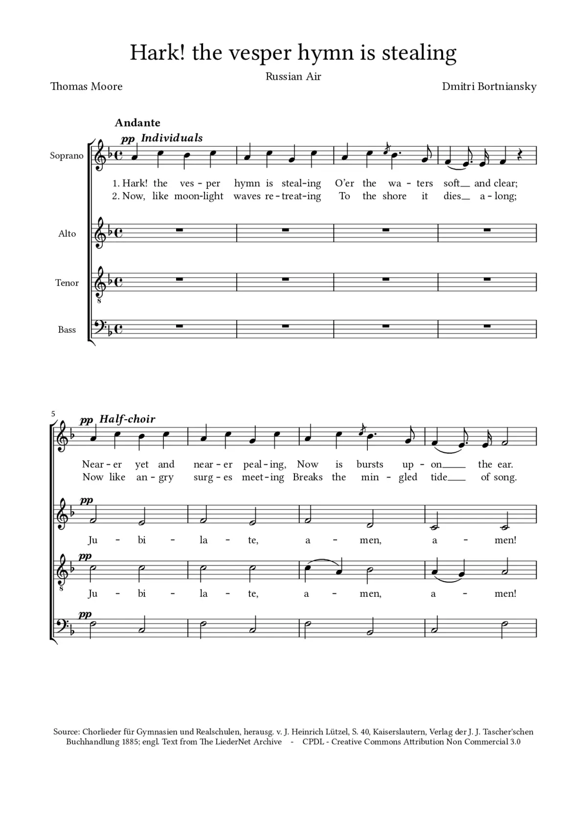Hark! the vesper hymn / Horch, die Wellen - Page 1