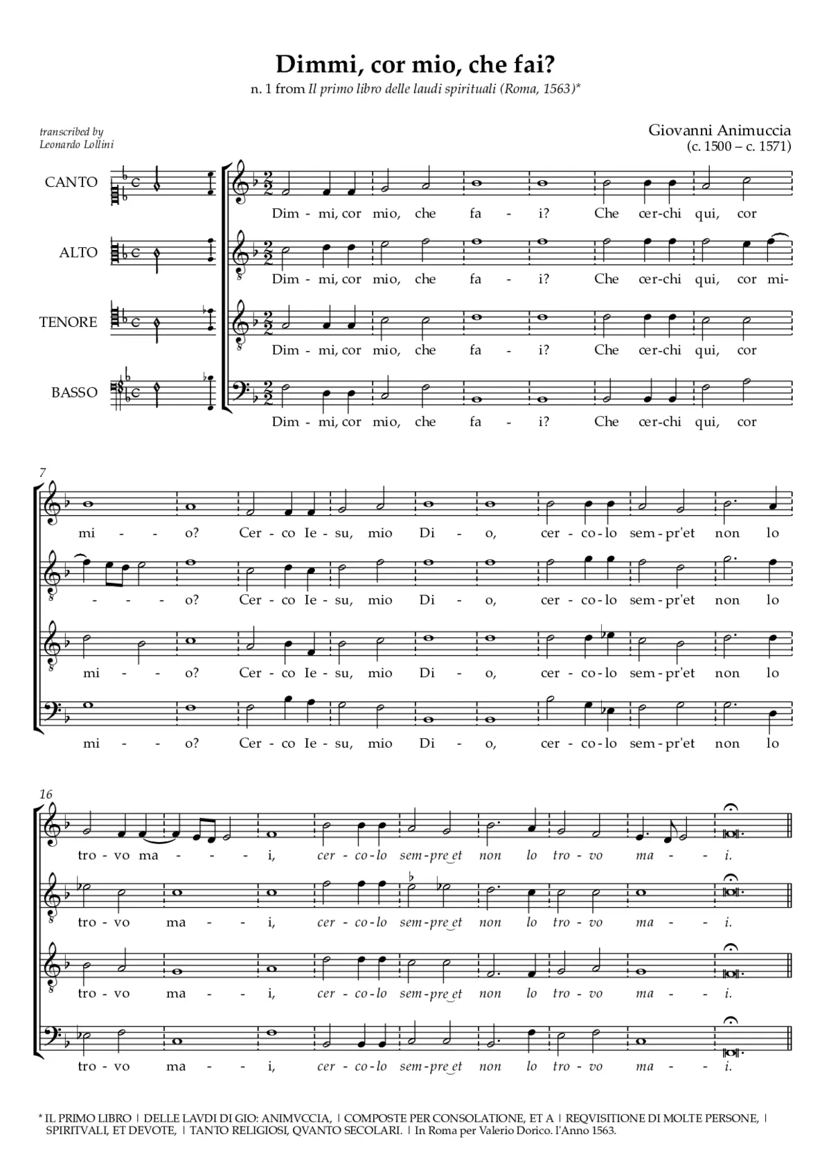 Dimmi, cor mio, che fai? - Page 1