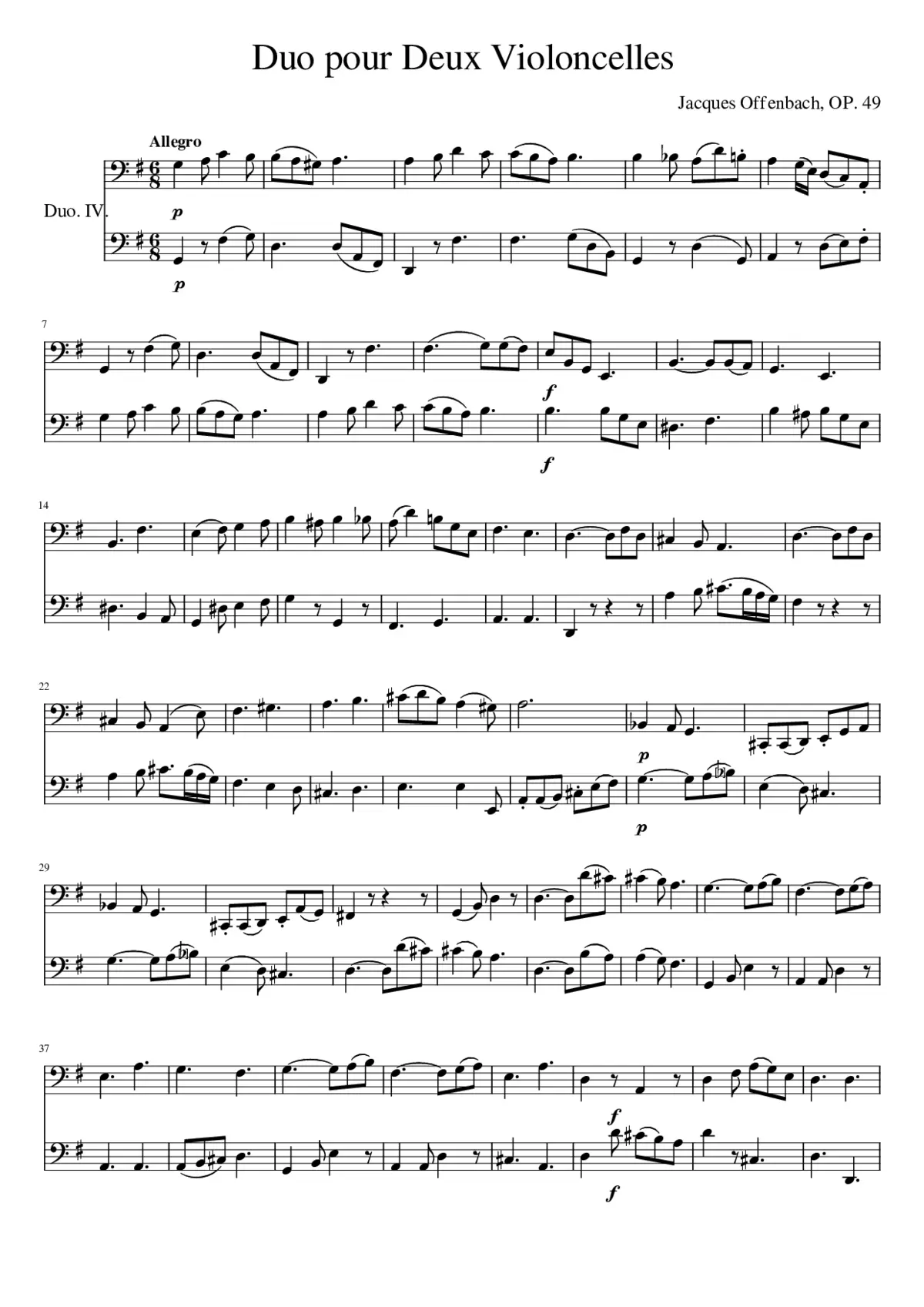 Duo pour Deux Violoncelles Op. 49 - Page 1