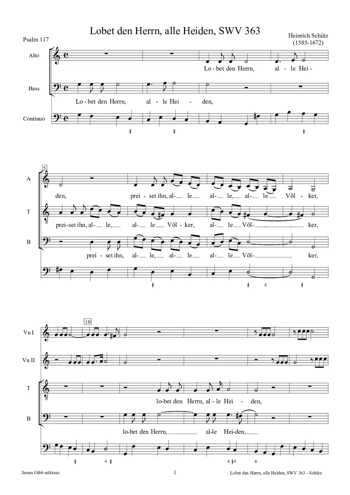 Lobet den Herrn, alle Heiden, SWV 363 - Page 1