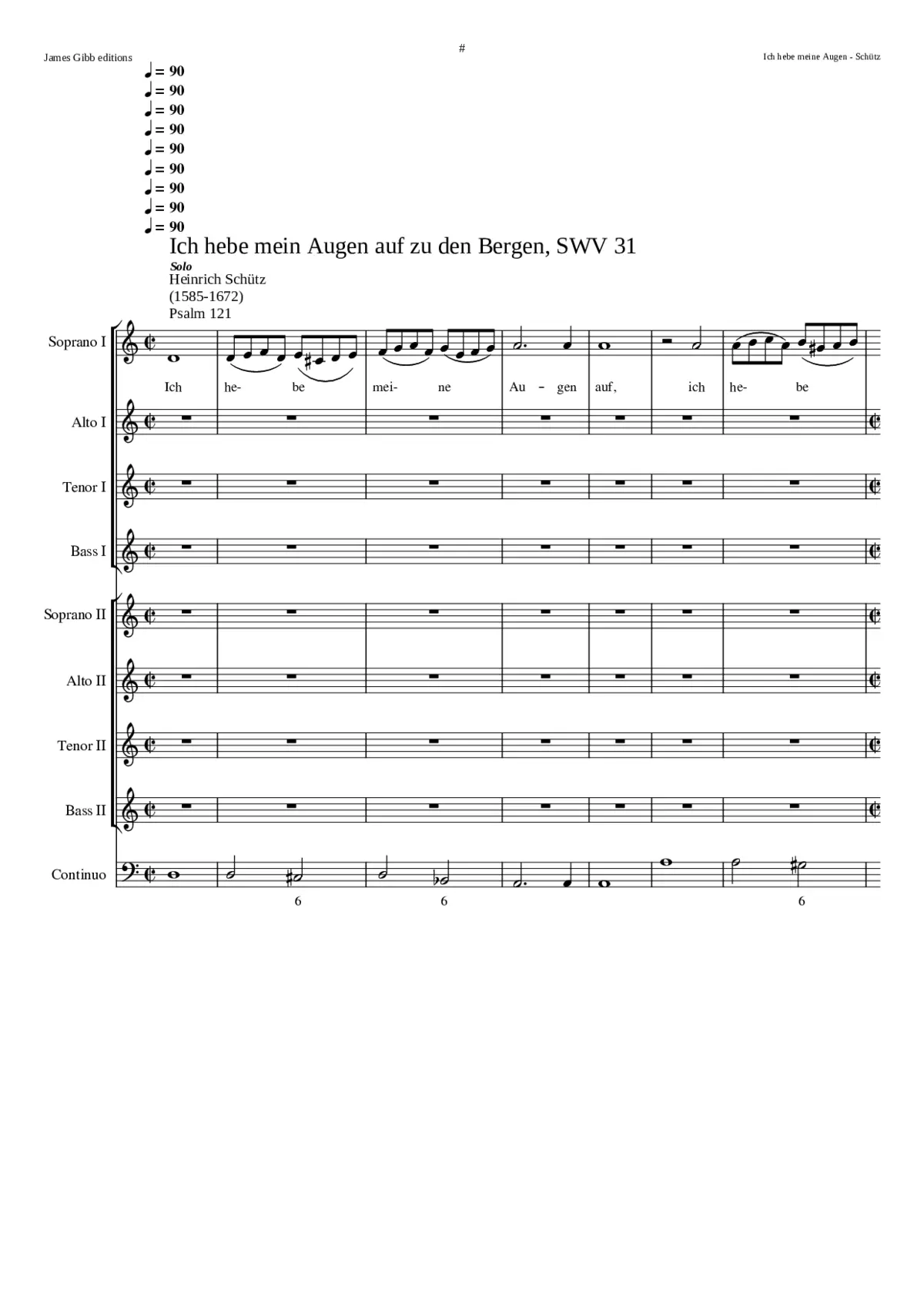 Ich hebe meine Augen auf (Psalm 121) SWV 31 - Page 1