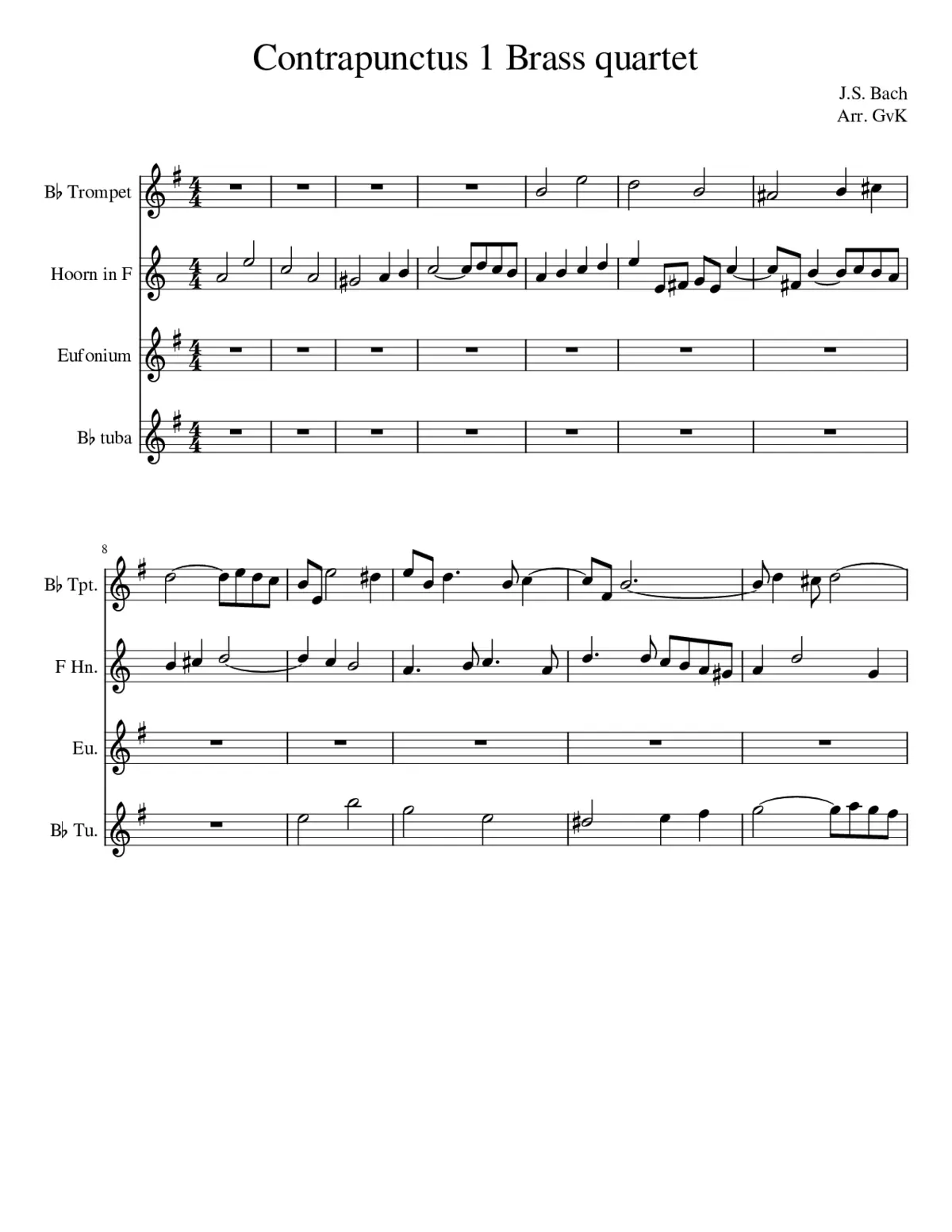contrapunctus 1 Brass quartet (lower register) - Page 1
