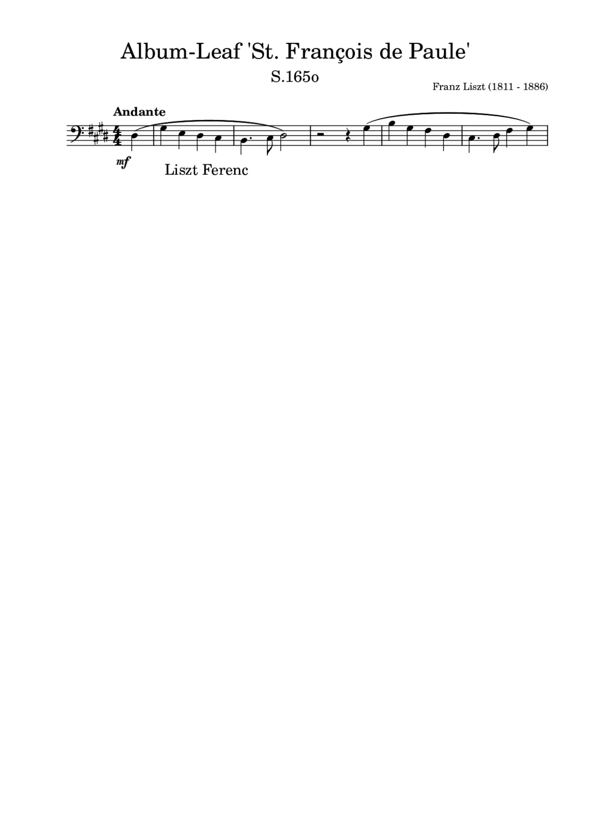 Album-Leaf 'St. François de Paule', S.165o - Page 1