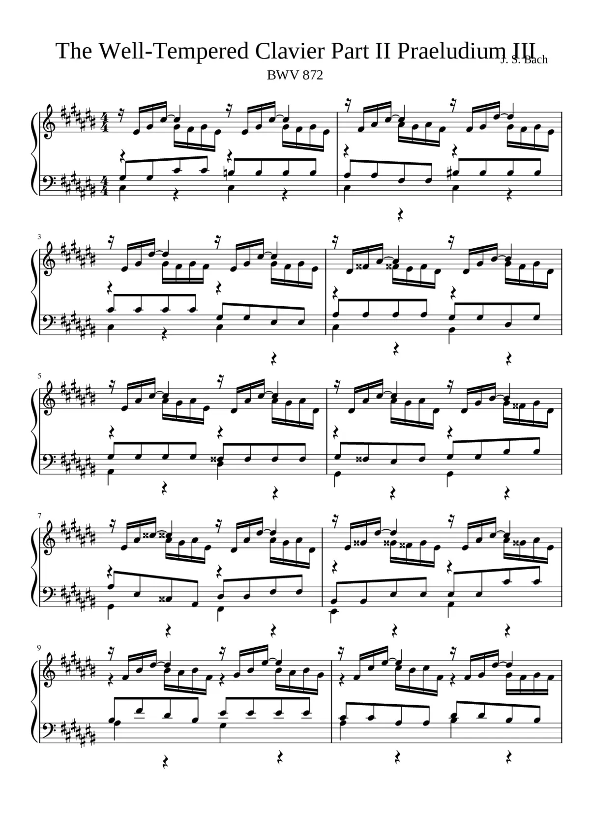 Prelude and Fugue in C-sharp major BWV 872 - Page 1