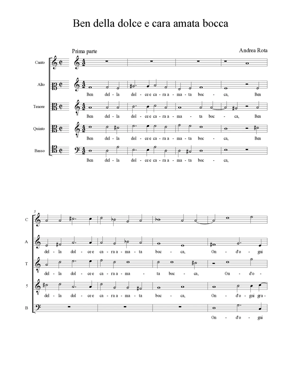 Ben della dolce e cara amata bocca - Page 1
