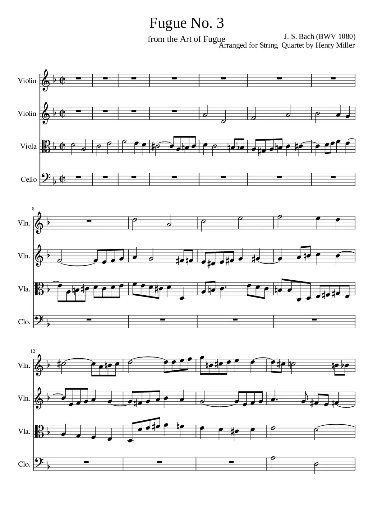 Contrapunctus 3 from the Art of the Fugue - Page 1