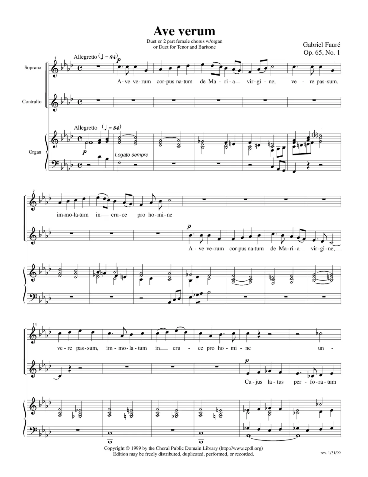 Ave verum corpus, Op. 65, No. 1 - Page 1