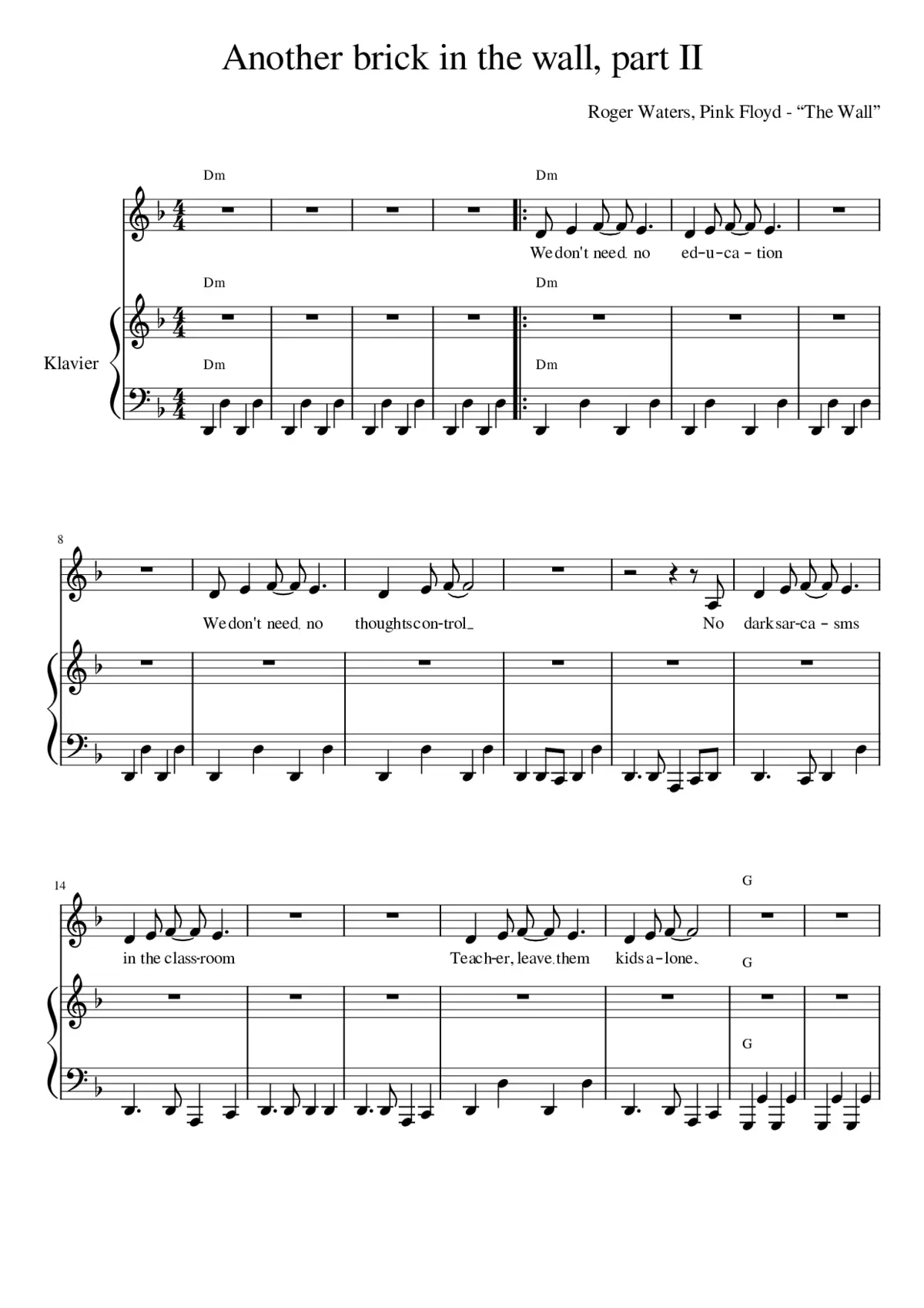 another brick in the wall part 2 - Page 1