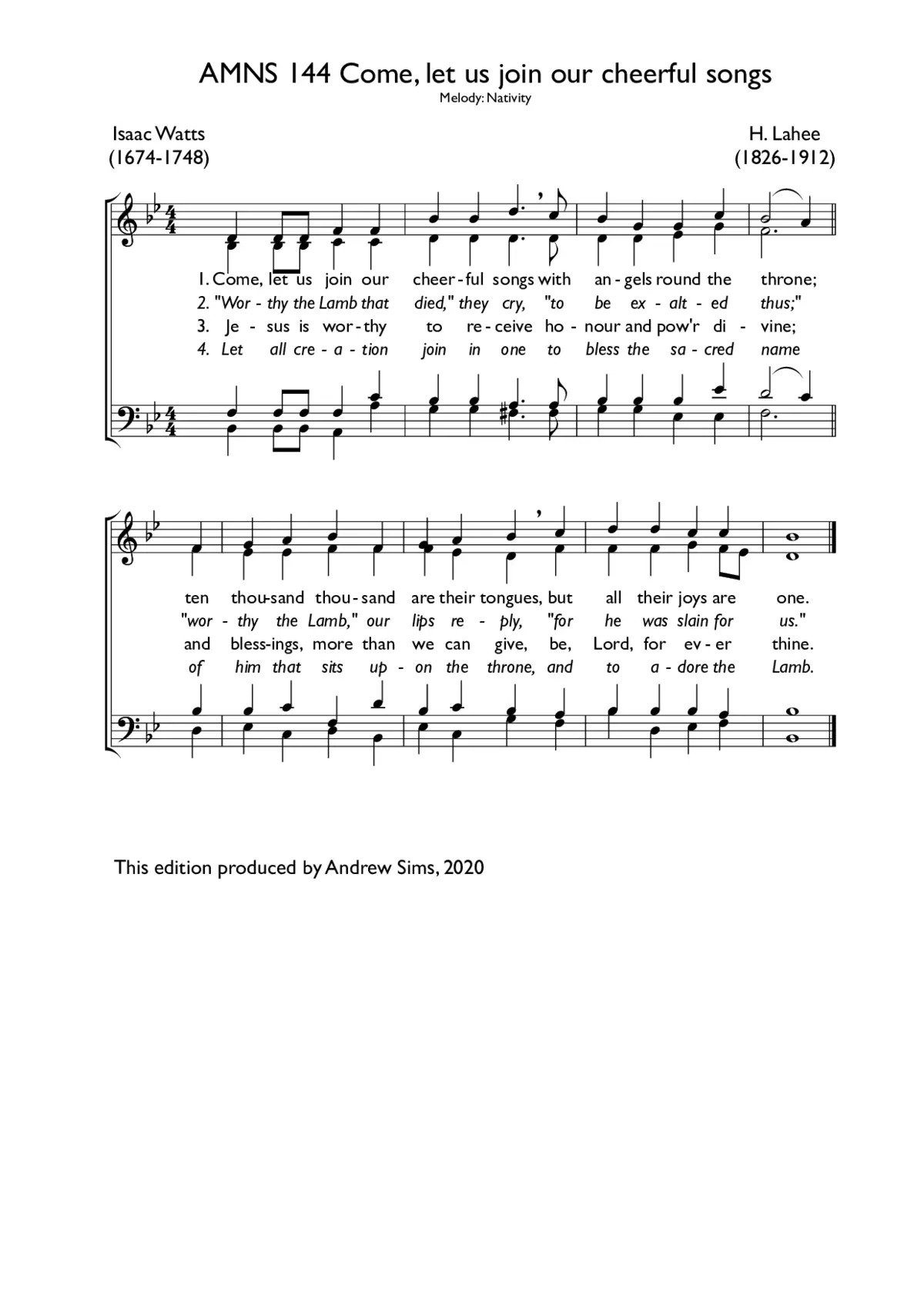 Come, let us join our cheerful songs - Page 1