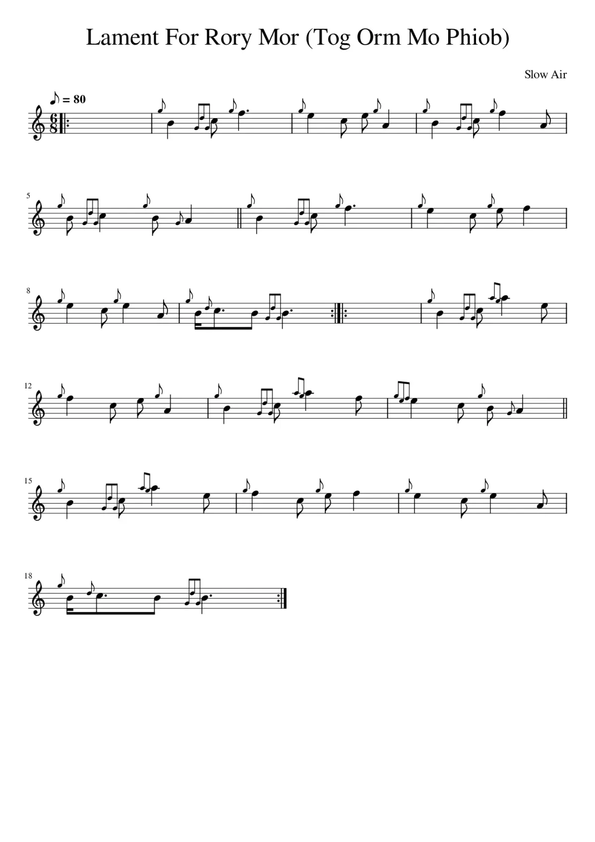 Lament For Rory Mor (Tog Orm Mo Phiob) - Page 1