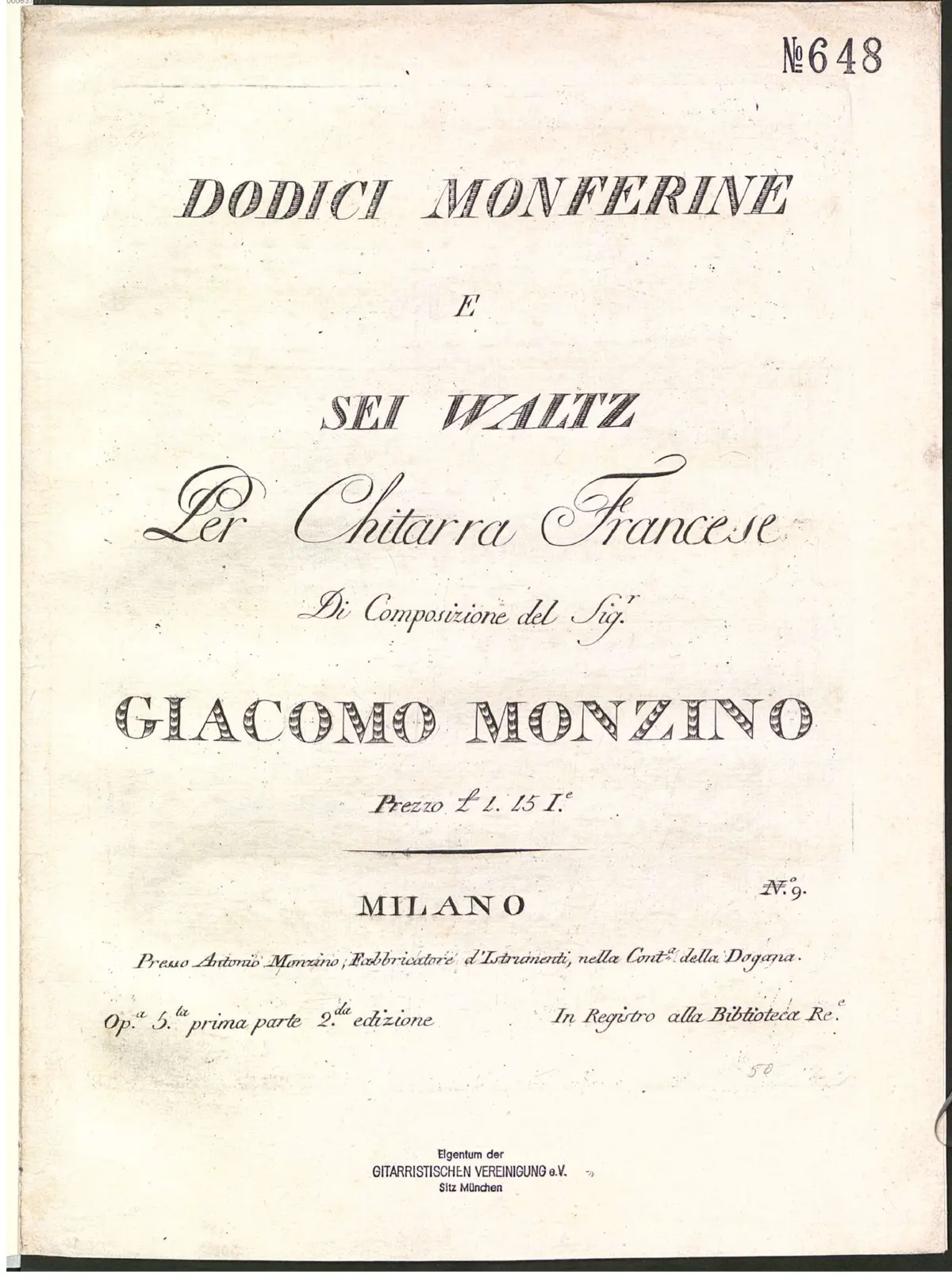 12 Monferine e 6 Waltz per Chitarra Francese - Page 1