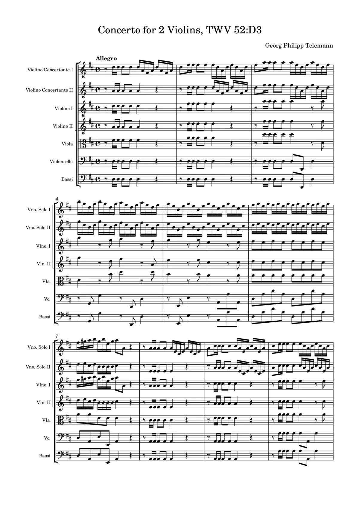 Concerto for 2 Violins, TWV 52:D3 - Page 1