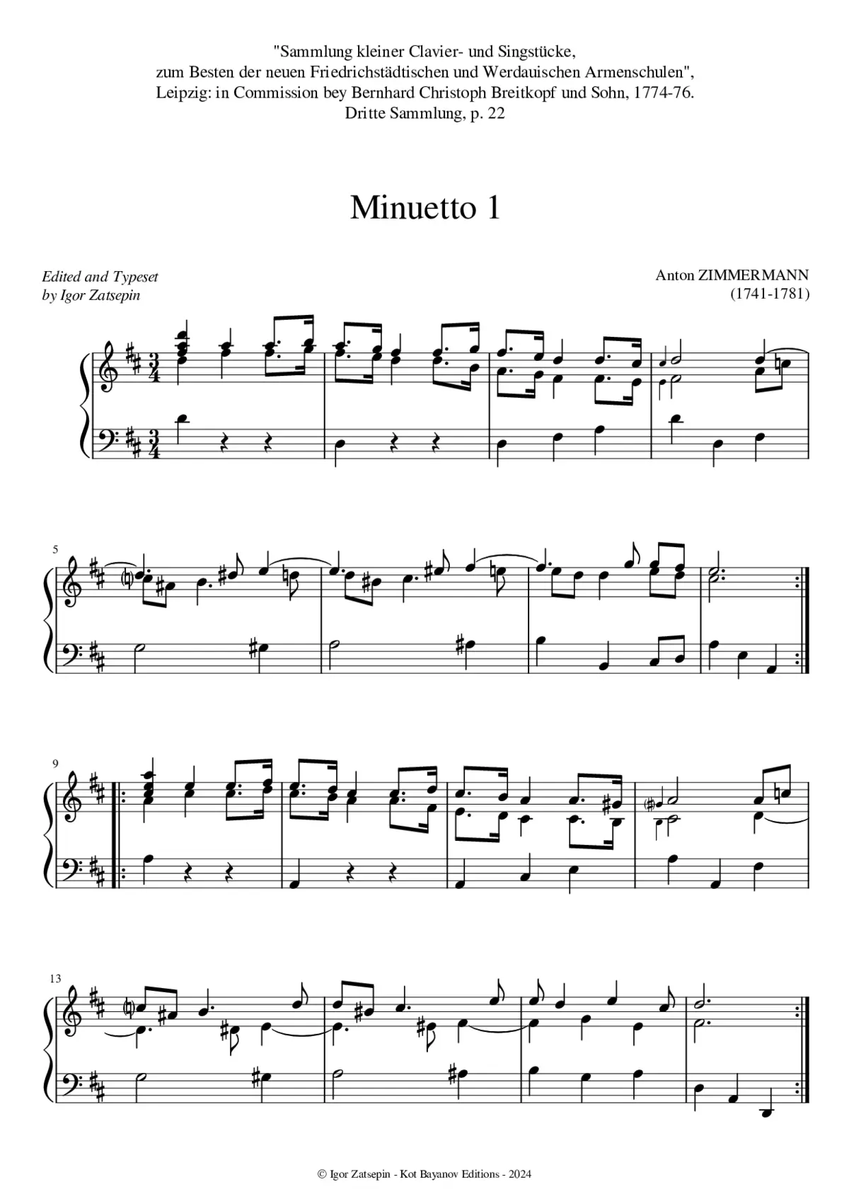 2 Menuets in D major - Page 1