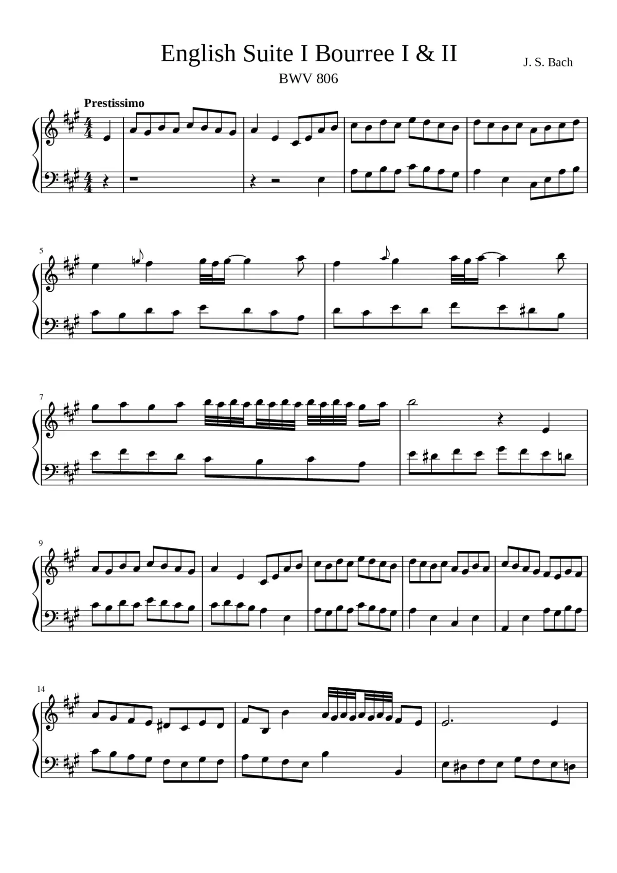 English Suite No.1 in A major BWV 806 - Page 1