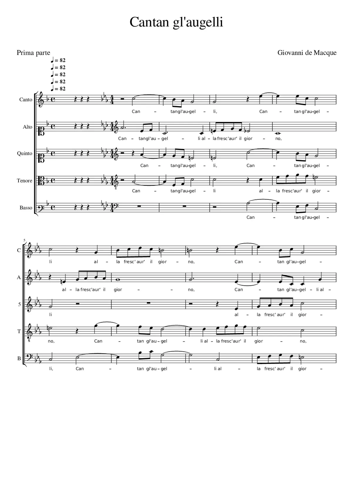 Cantan gl'augelli (2da parte Le Ninfe) - Page 1
