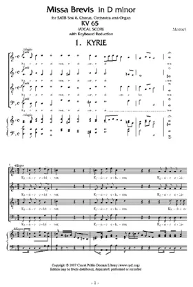 Missa brevis in D minor, KV 65