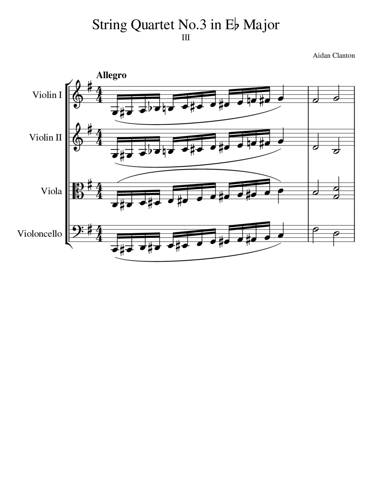 String Quartet No.3 in E flat major; III--Allegro-moderato - Page 1