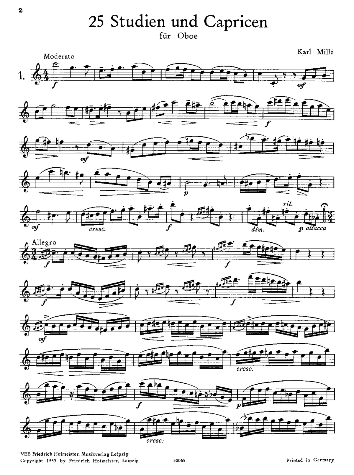 25 Studien und Capricen für Oboe - Page 1