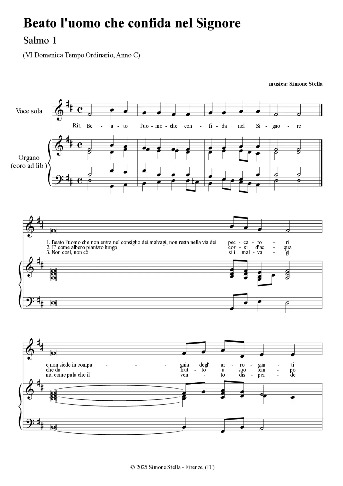 Beato l'uomo che confida nel Signore (Psalm 1) - Page 1
