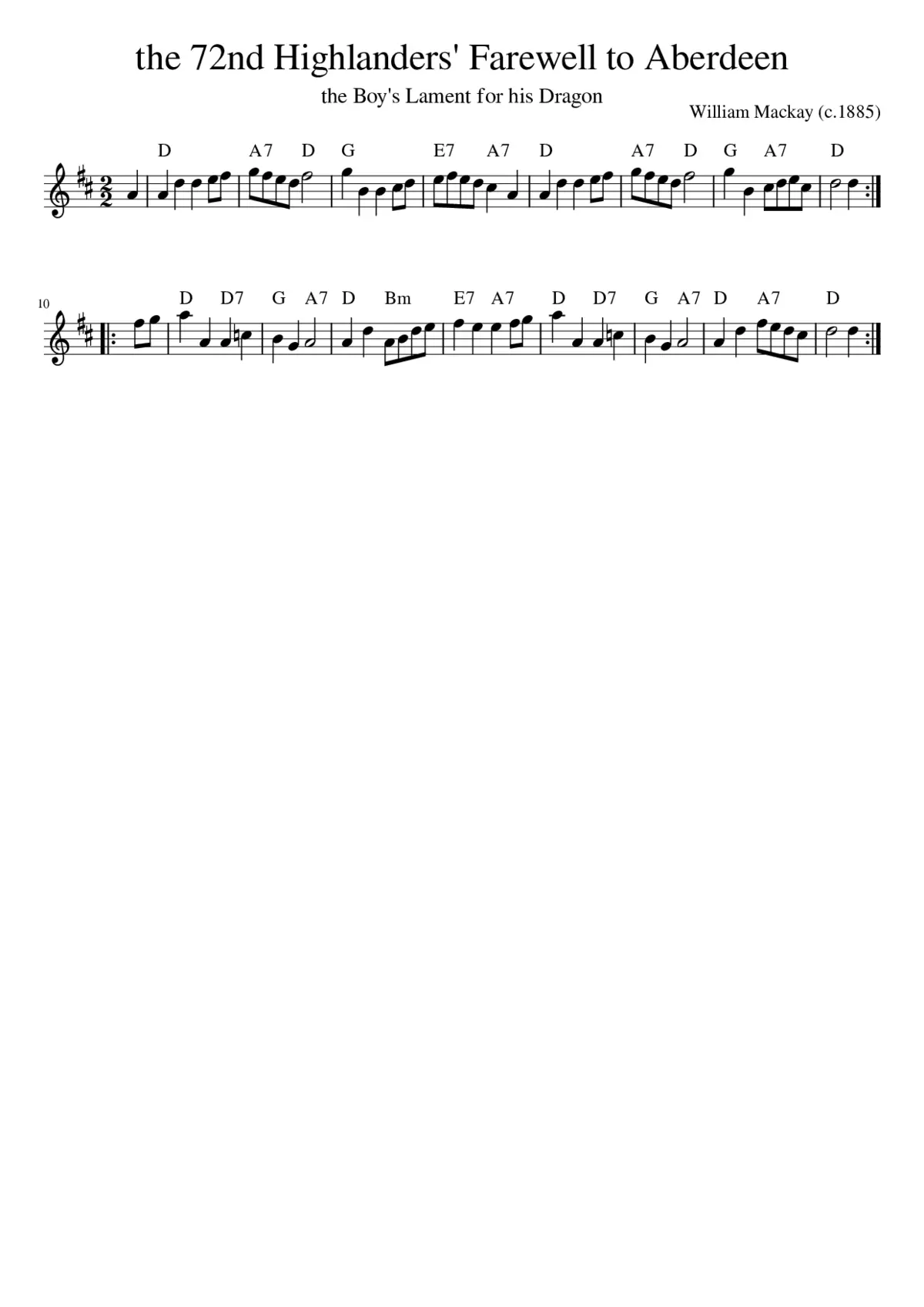 the 72nd Highlanders' Farewell to Aberdeen - Page 1