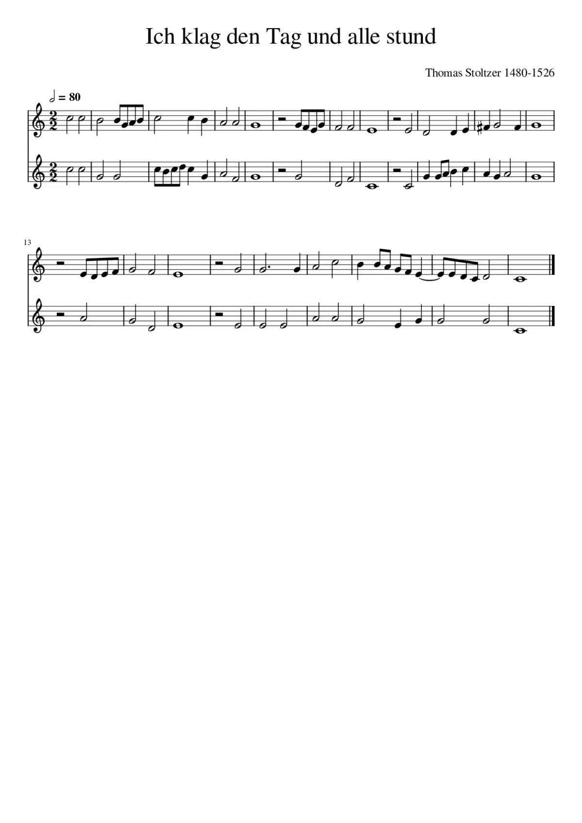 Ich klag den Tag und alle stund - Page 1