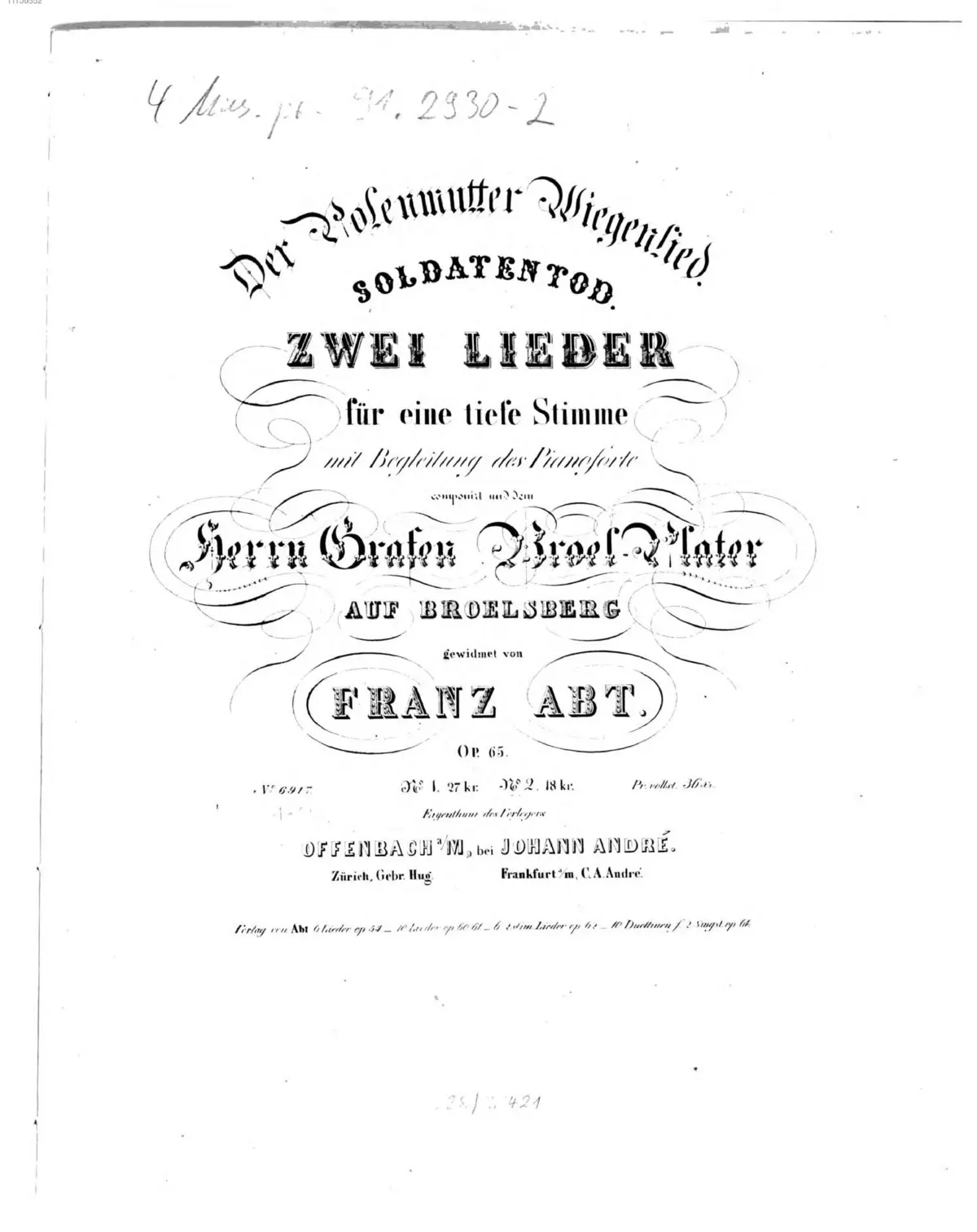 Zwei Lieder f. tiefe Stimme - Page 1