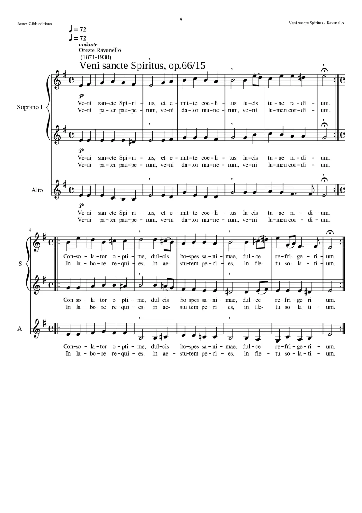 Veni sancte Spiritus op.66/15 - Page 1
