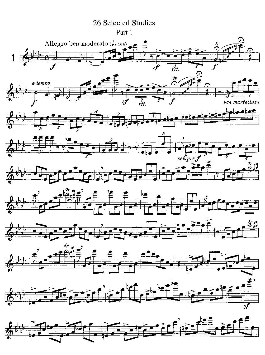 Twenty-Six Selected Studies for the Flute - Page 1