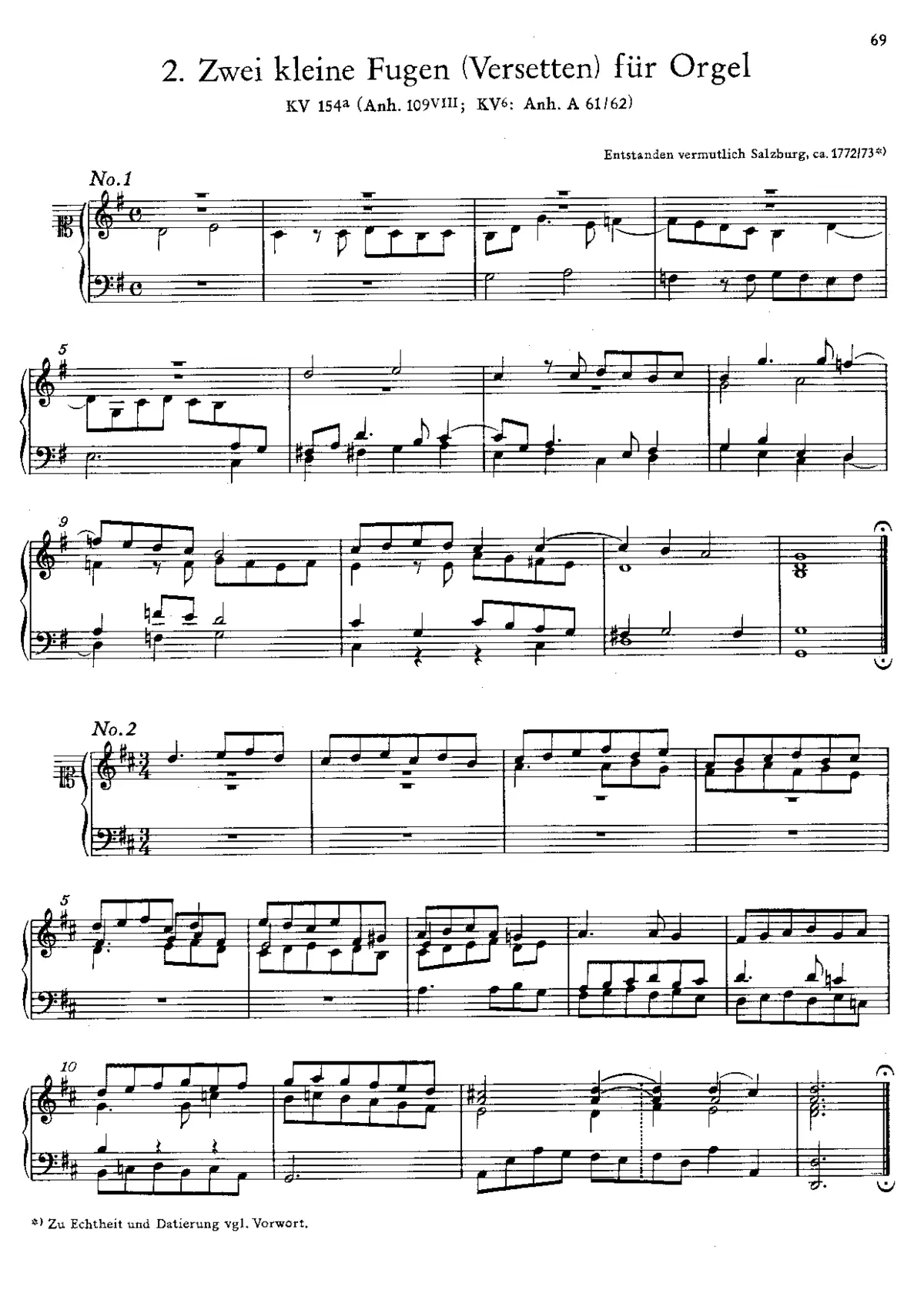 2 Versetten für Orgel, K.154a - Page 1