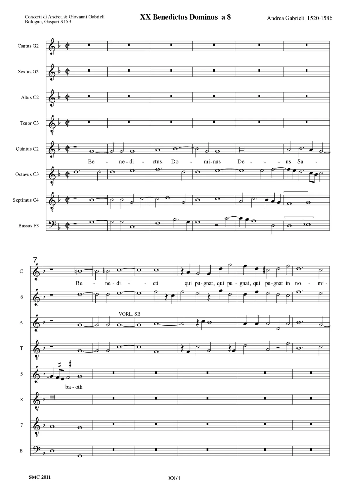 Benedictus Dominus Deus Sabaoth a 8 - Page 1