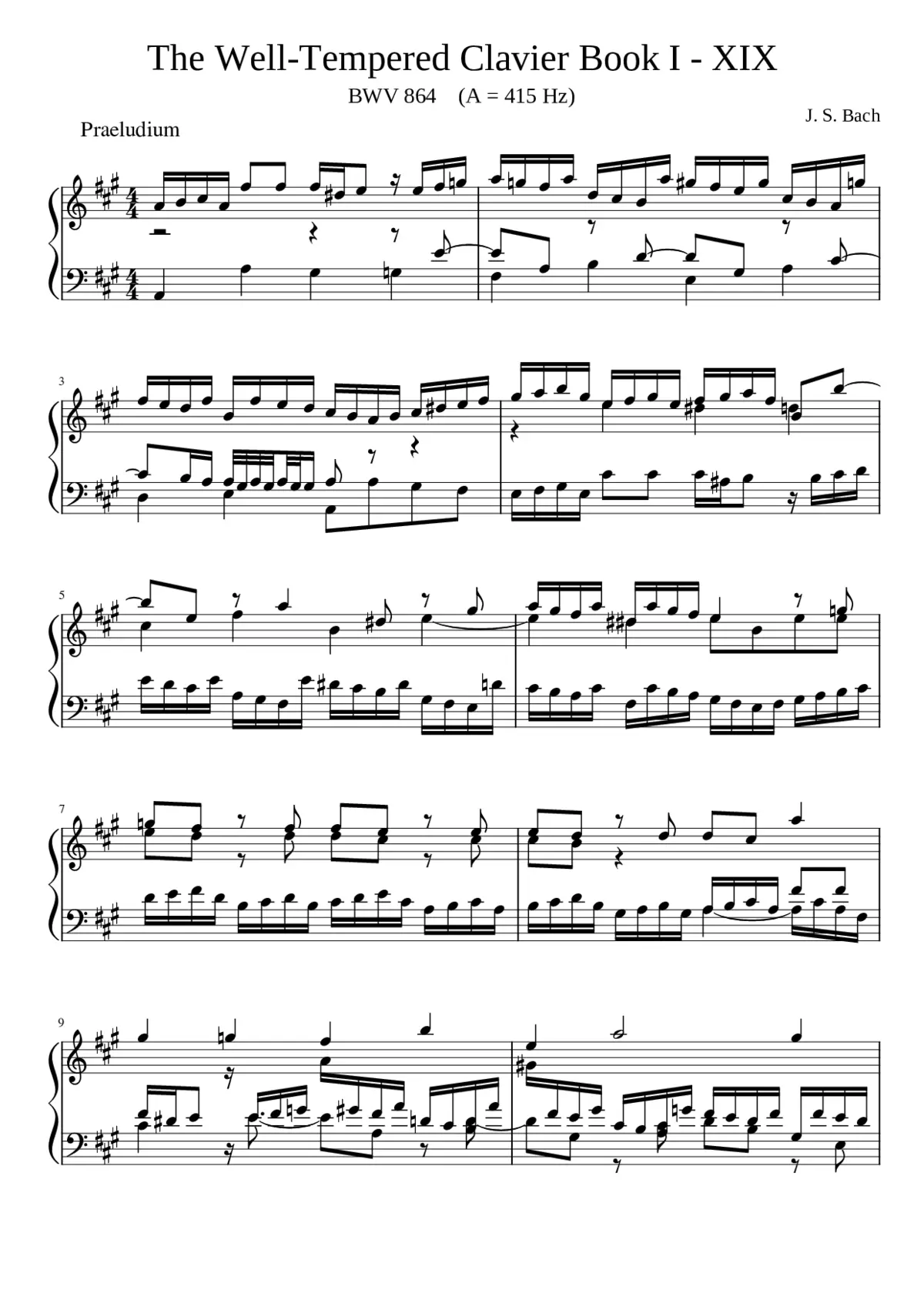 Prelude and Fugue in A major BWV 864 - Page 1