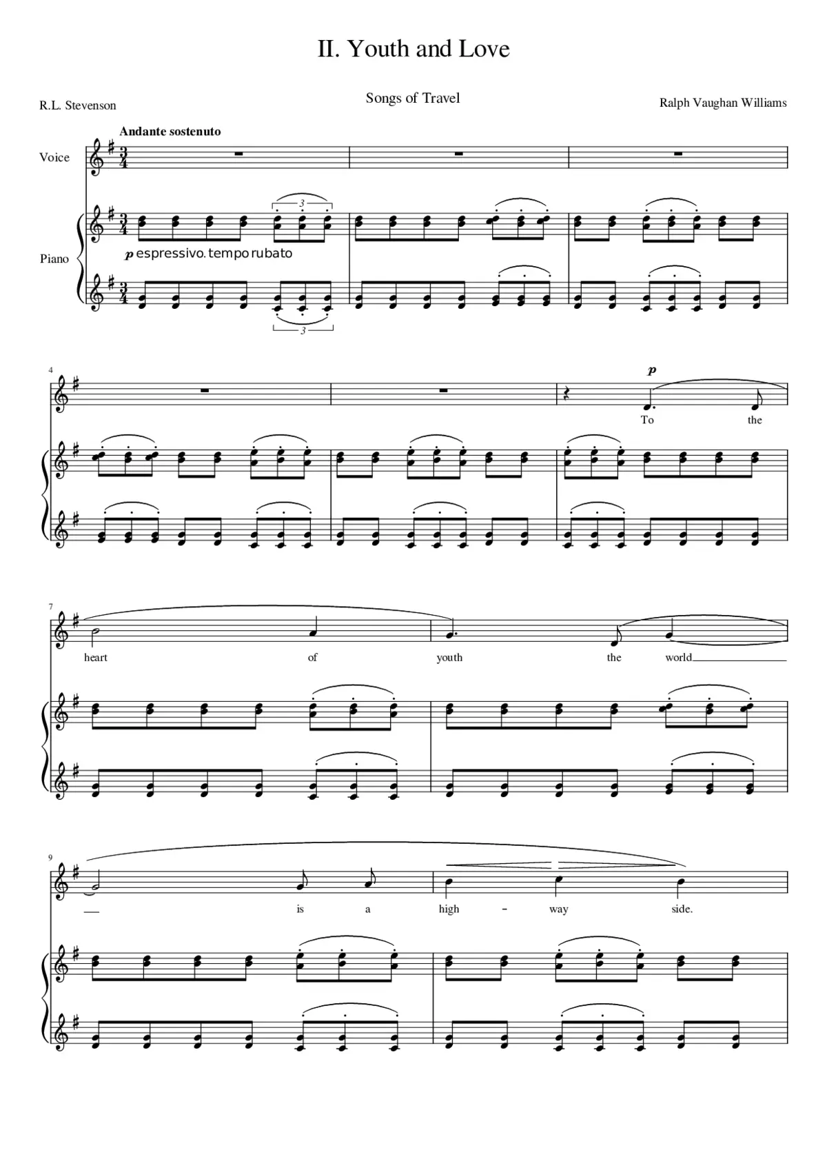 Songs of Travel IV Youth and Love - Page 1