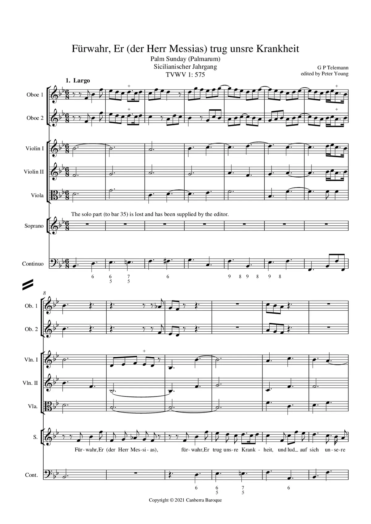 Fürwahr, er (der Herr Messias) trug unsre Krankheit - Page 1