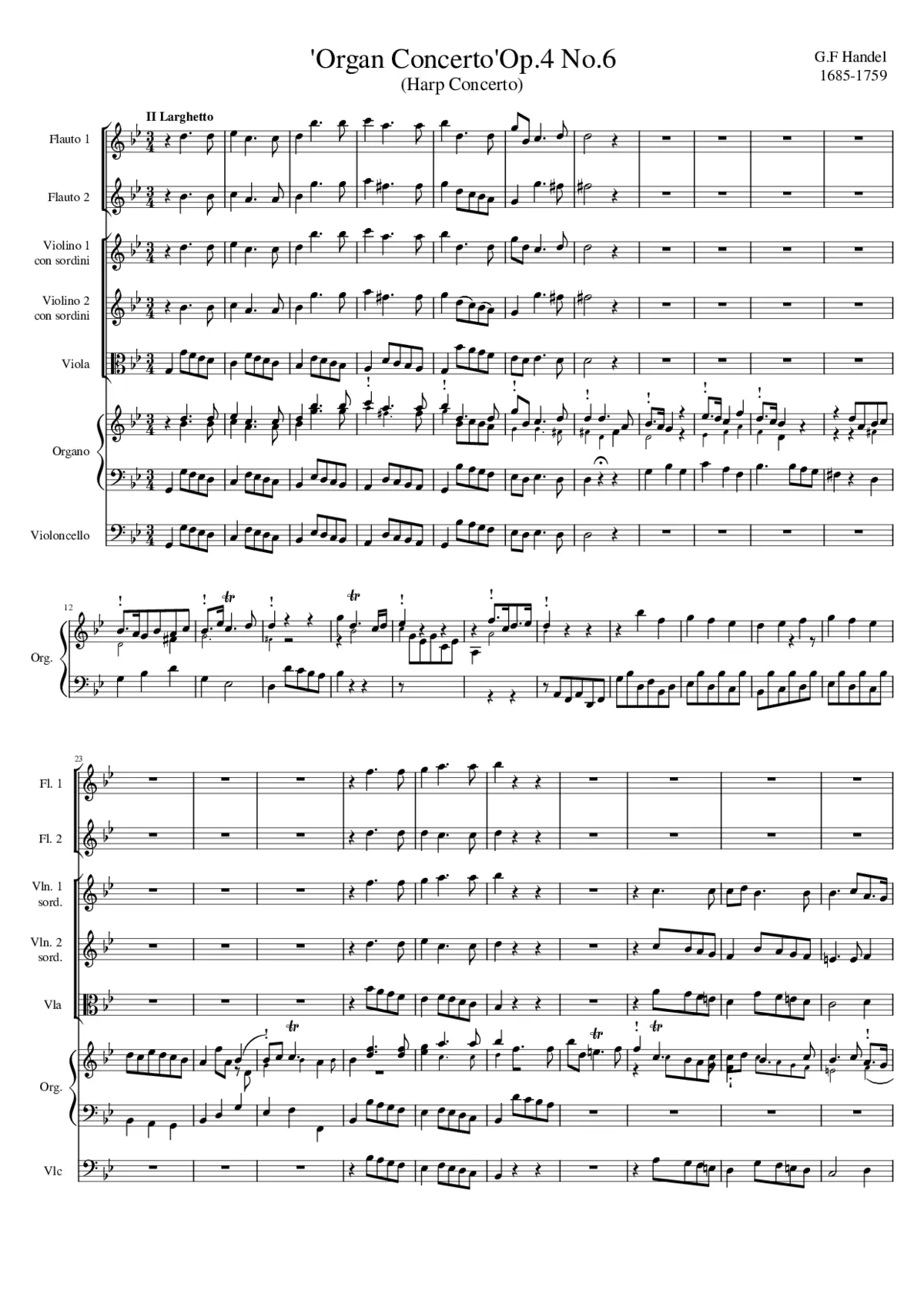 Harp Concerto Op. 4 No. 6 - Page 1