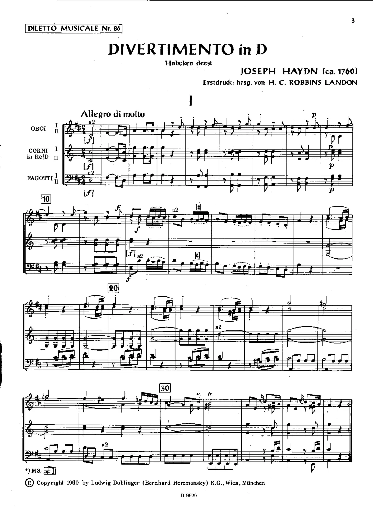 Divertimento in D major - Page 1