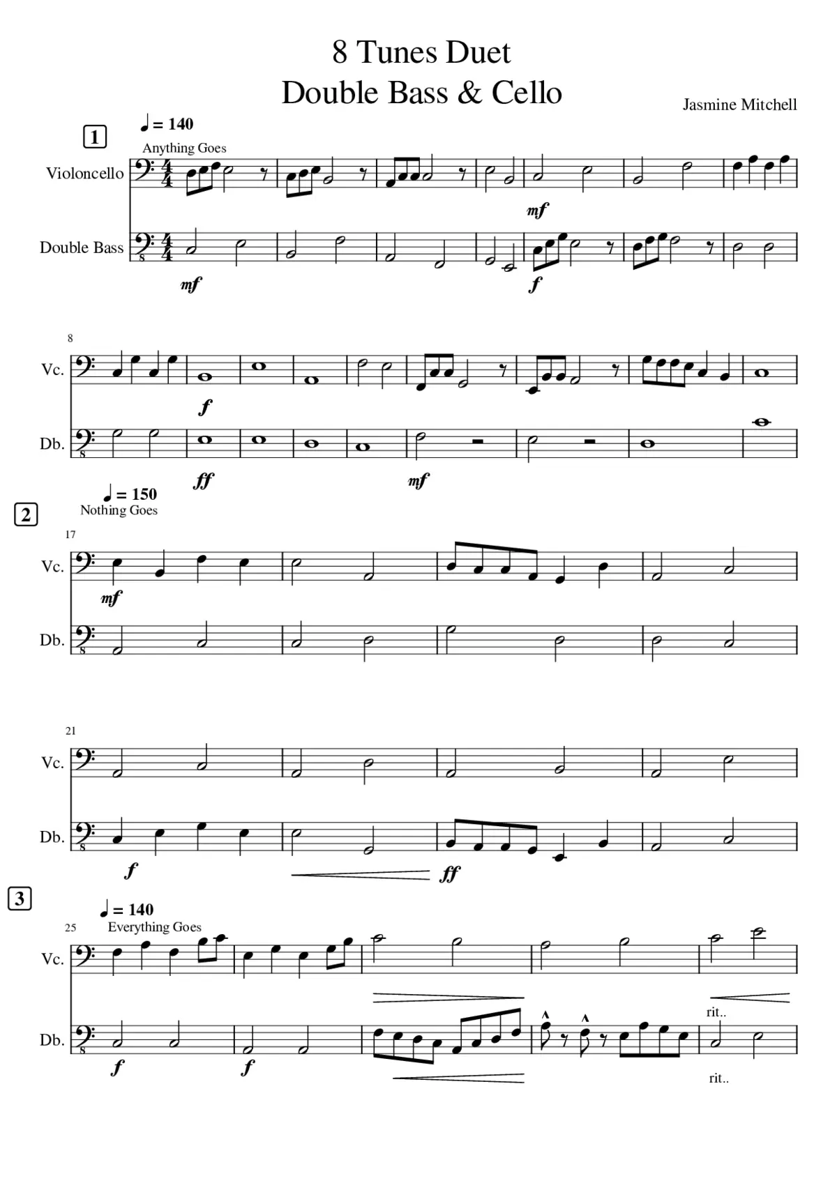 7 Tunes Duet Double Bass & Cello - Page 1