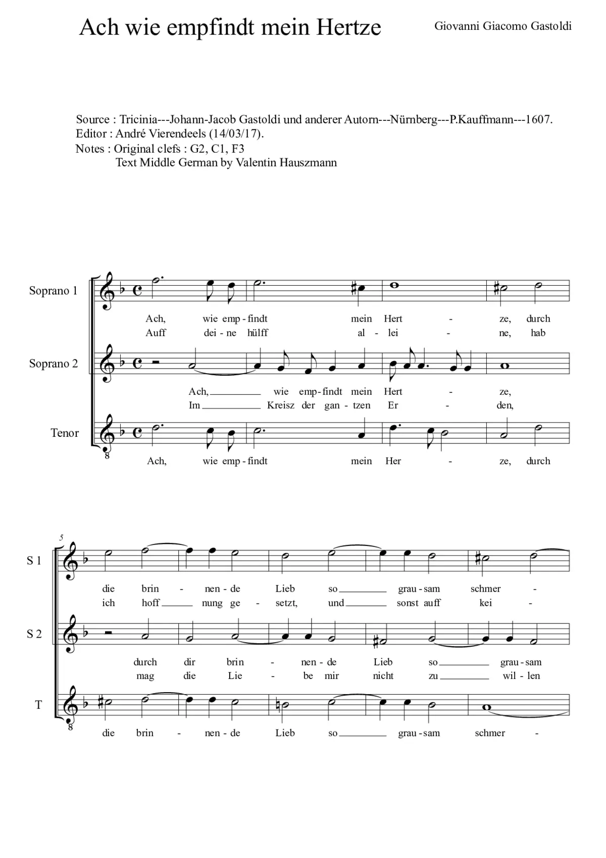 Ach wie empfindt mein Hertze - Page 1
