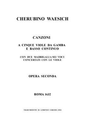Canzoni a cinque viole da gamba e basso Continuo
