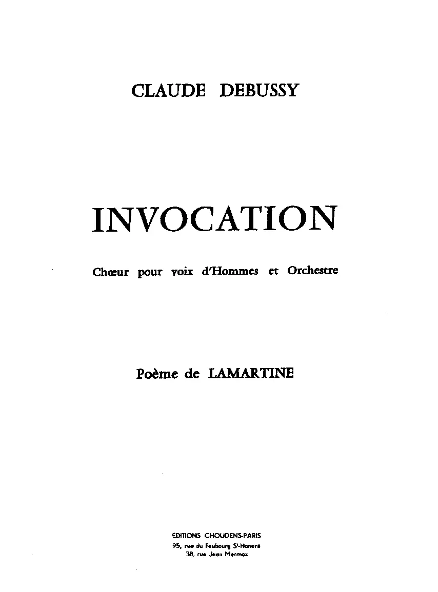 Invocation: Choeur pour voix d'hommes et orchestre - Page 1